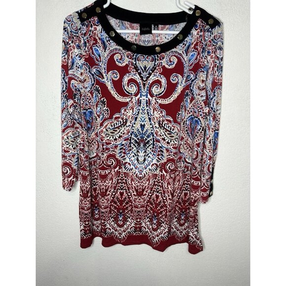 Rafaella Women’s Paisley Pattern Button Accent Blouse Shirt Size Medium - Picture 1 of 8